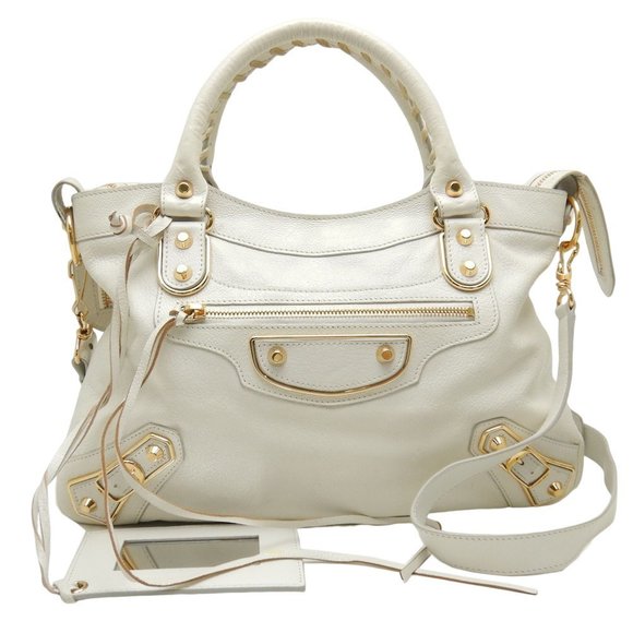 Balenciaga Classic Edge City Handbag Leather White - Picture 1 of 8